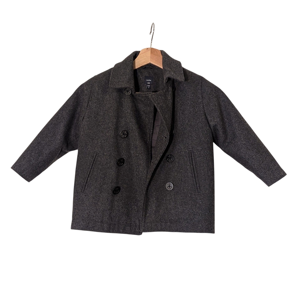 GAP Wool Blend Charcoal Kids Pea Coat Boy's, 4